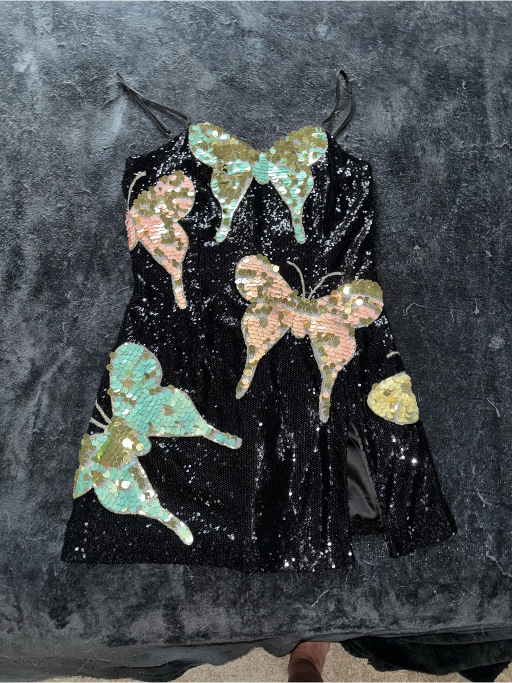 AKIRA Black butterfly Sequin Dress